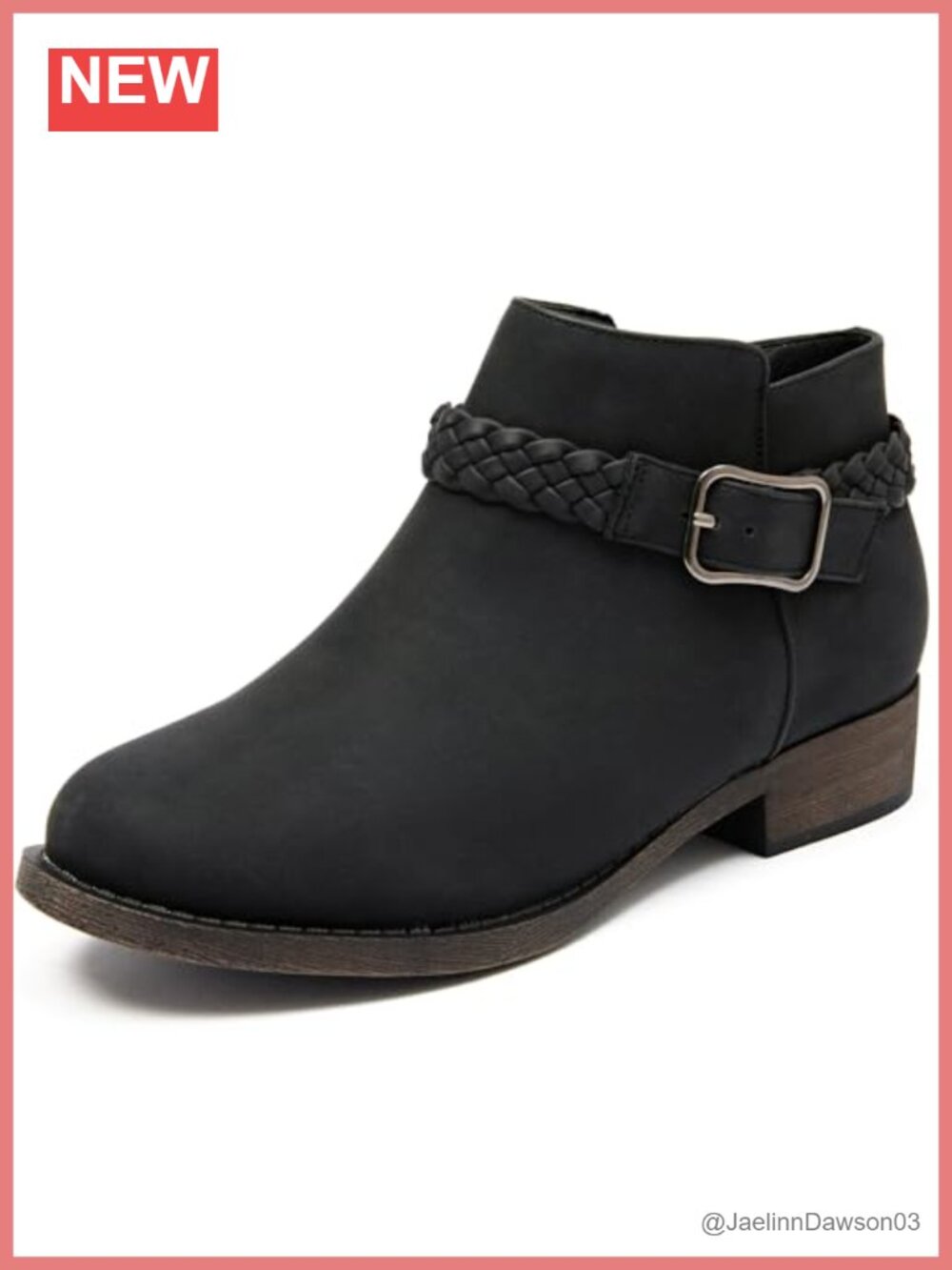 Women's Low Heel Ankle Boots Faux Leather Zip Booties Water Resistant
